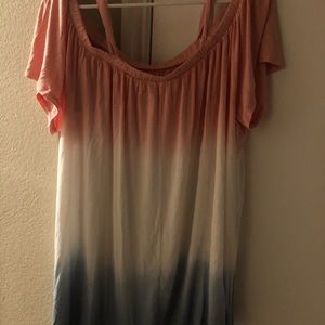Cold shoulder ombré shirt
